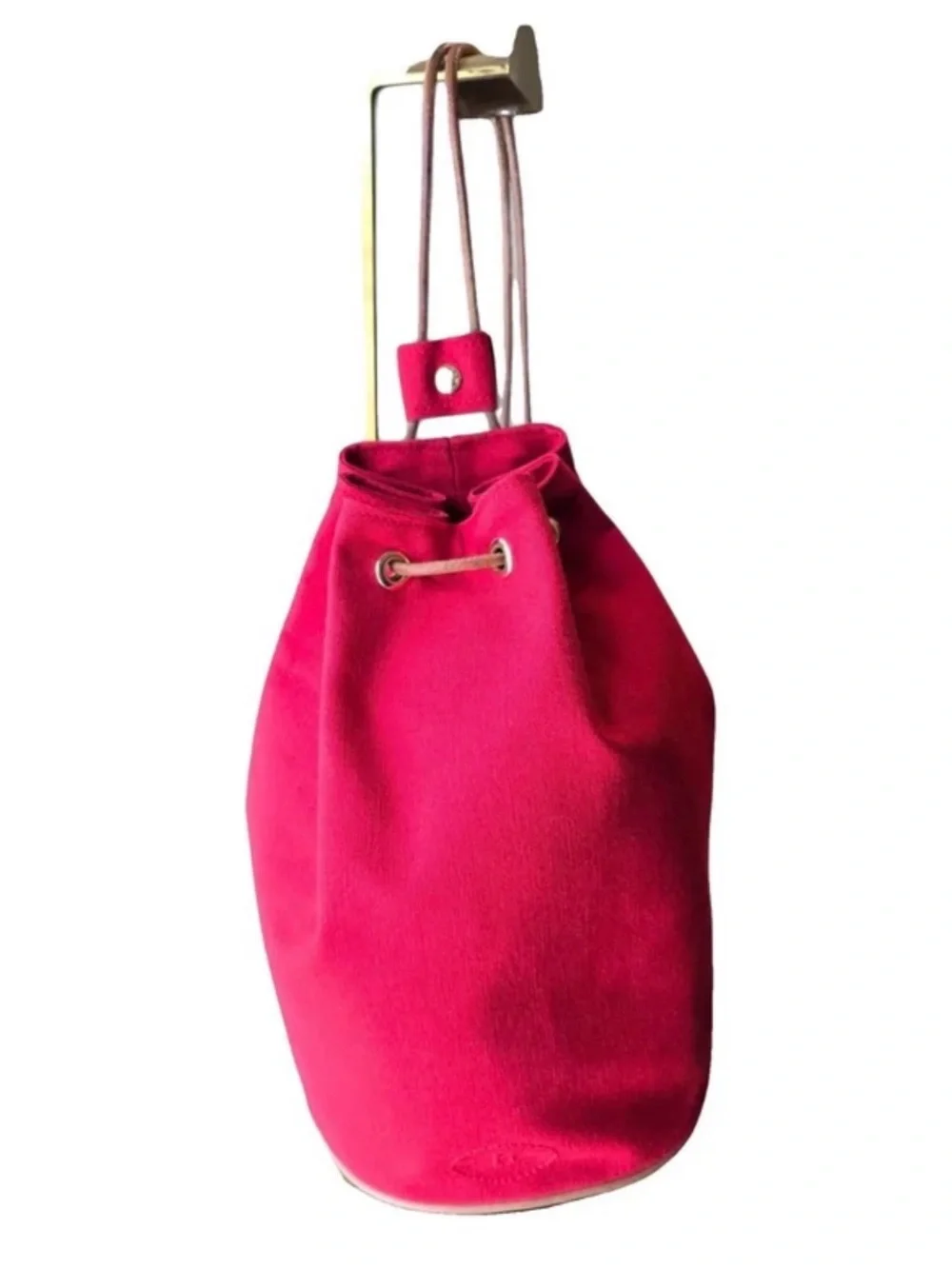 Hermès Polochon / Sperron d'Or Drawstring Bucket Backpack vibrant red/fuchsia